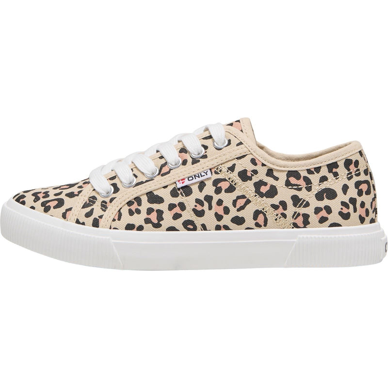 ONLY NICOLA Scarpe Da Ginnastica In Cotone Da Donna Color Crema/Leopardo