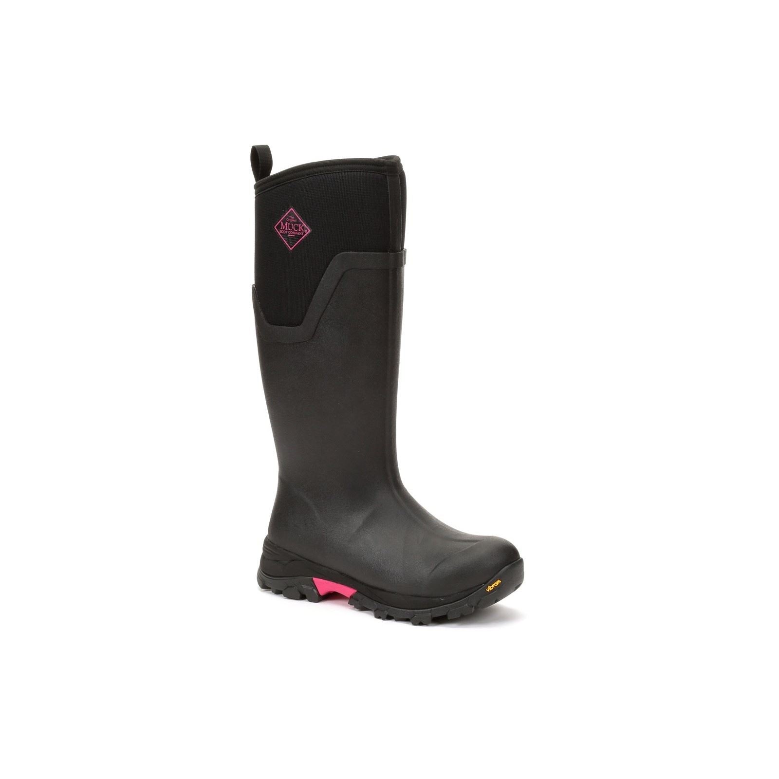 Muck Boots Arctic Ice Tall Stivali Di Gomma Neri/Rose Fluo