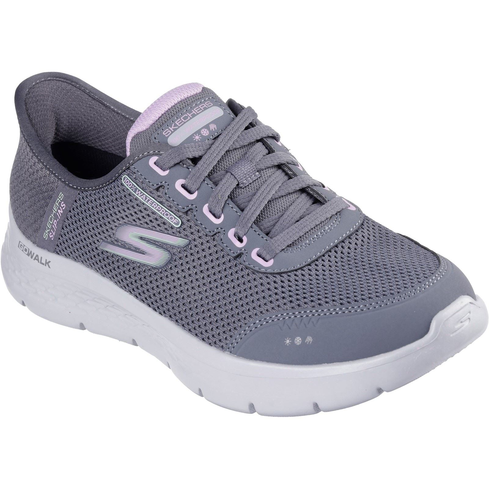 Skechers Go Walk Flex Clear Creek Sneakers Da Donna In Tessuto Carbone/Lavanda