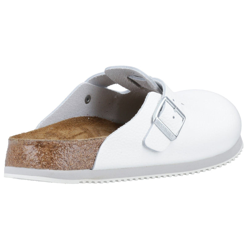 Birkenstock Boston Ciabatte Bianche In Pelle Da Uomo