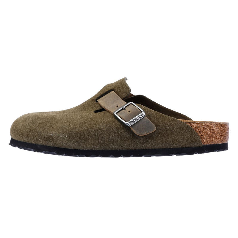 Birkenstock Boston Zoccoli Verdi In Camoscio