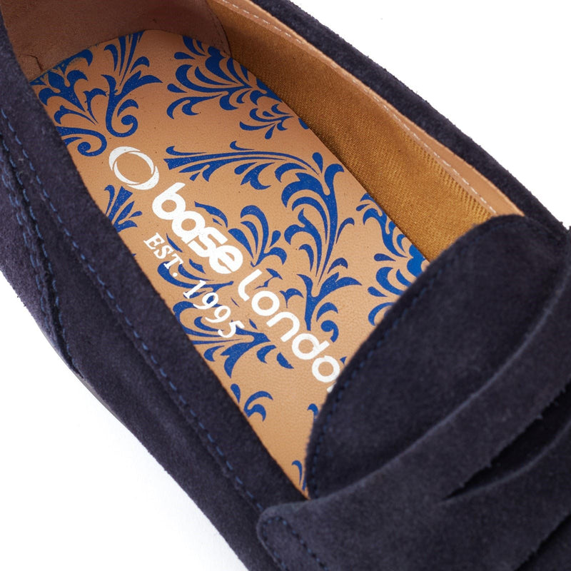 Base London Bruno Scarpe Da Uomo Mocassini In Pelle Blu Scuro