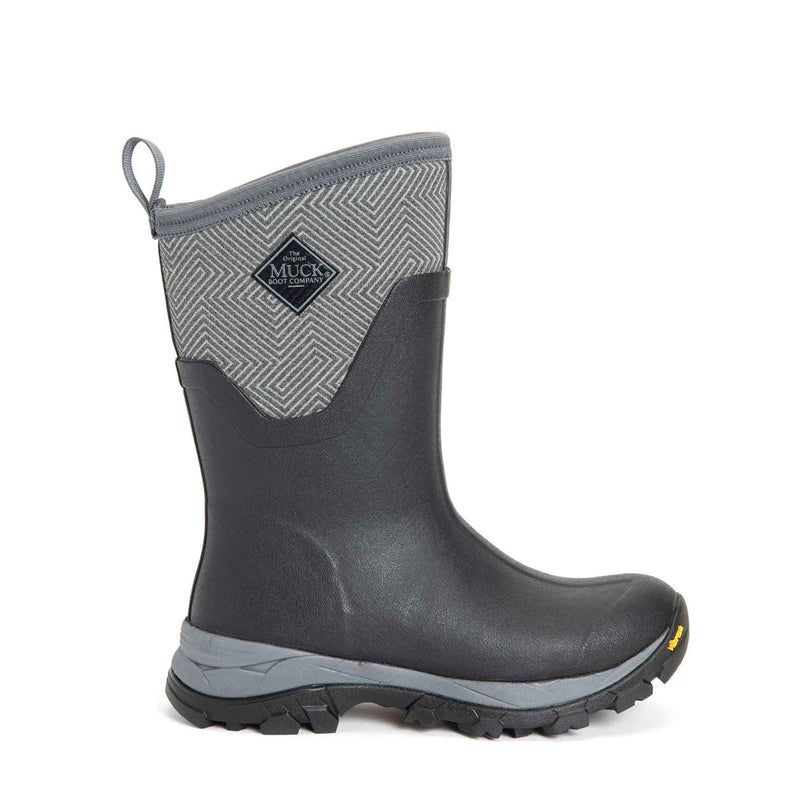 Muck Boots Arctic Ice Mid AGAT Stivali Da Pioggia Neri/Grigi Geometrici In Gomma