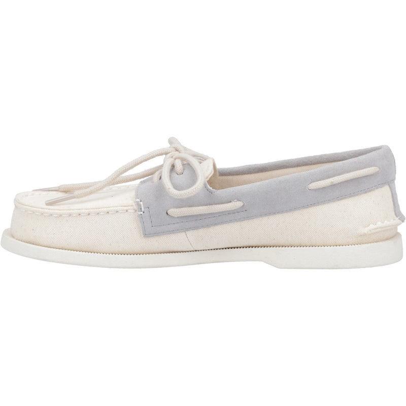 Sperry Authentic Original 2-Eye Seacycled Scarpe In Cotone Color Crema Da Uomo Con Lacci.