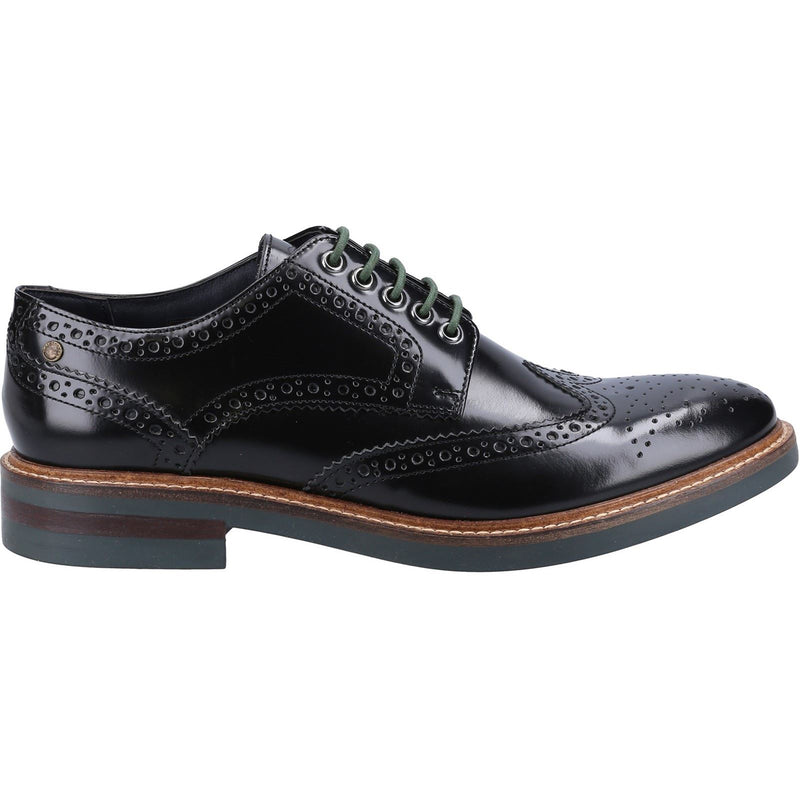 Base London Woburn Scarpe Nere In Stile Brogue In Pelle Da Uomo