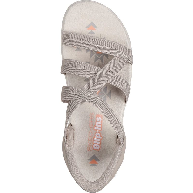 Skechers Reggae Slim Stretch Flex Sandali Da Donna Color Taupe In Tessuto