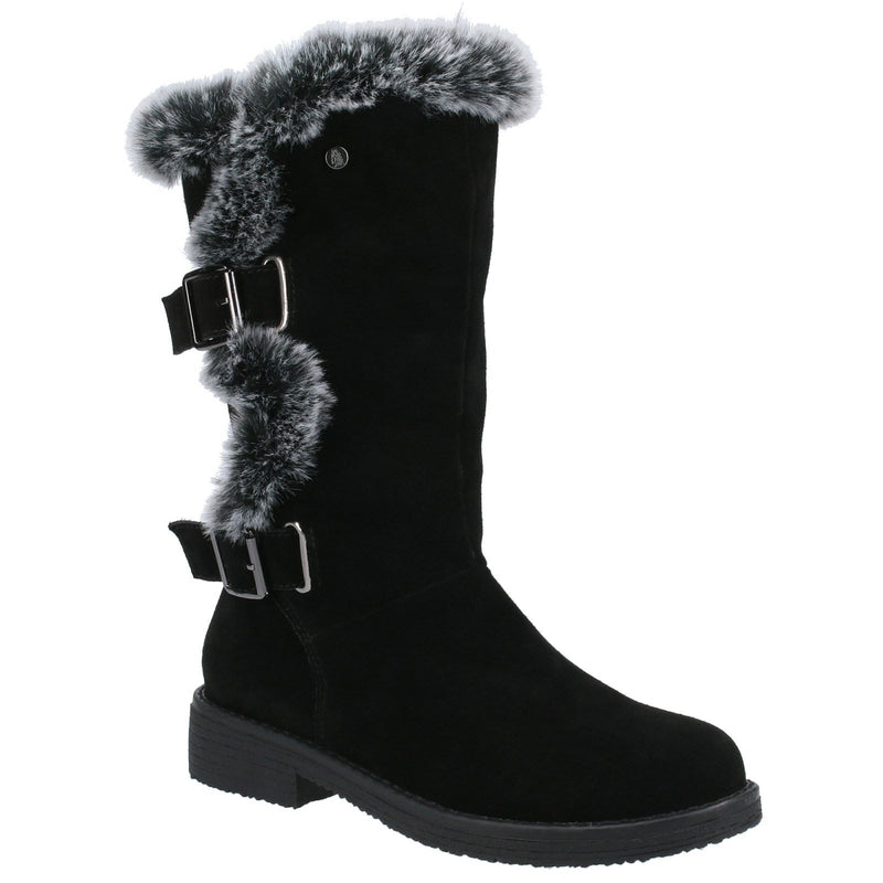 Hush Puppies Megan Wide Stivali Da Donna In Pelle Scamosciata Neri