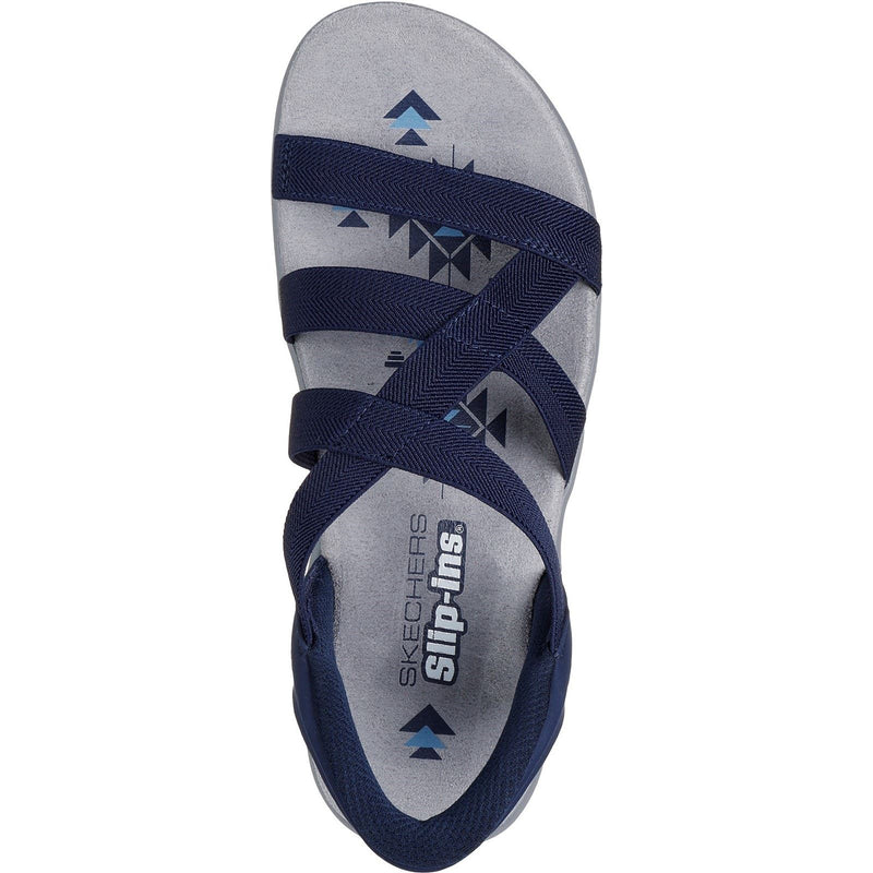 Skechers Reggae Slim Stretch Flex Sandali Da Donna In Tessuto Blu Scuro