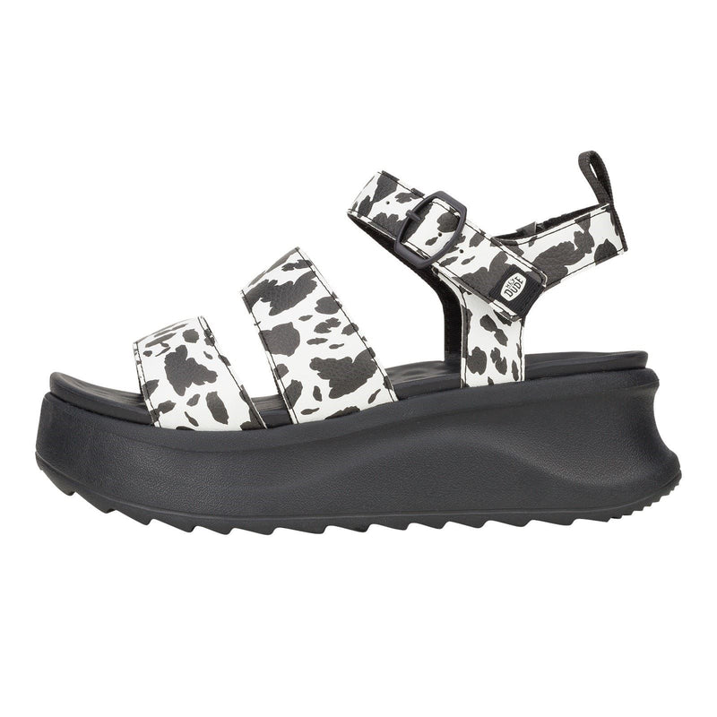 HEYDUDE Delray Buckle Animal Sandali Da Donna In Sintetico Nero/Bianco