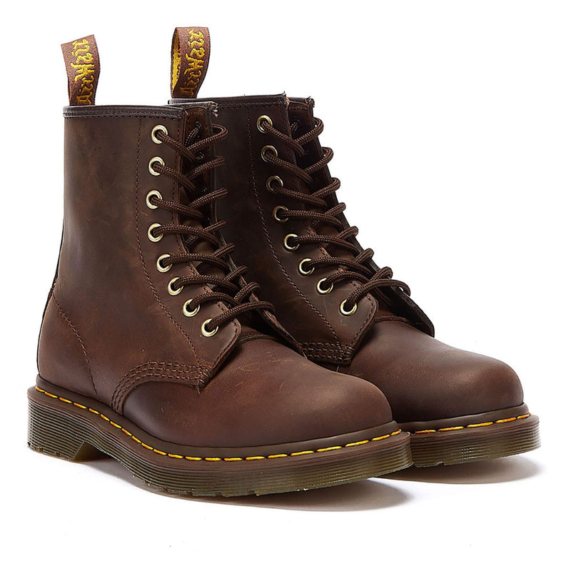 Dr. Martens 1460 Crazy Horse Donna Gaucho Stivali in Pelle Marrone