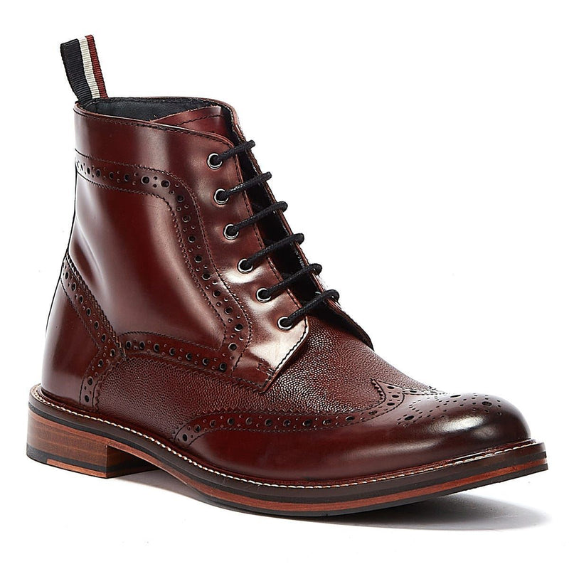 Ben Sherman Alfred Brogue Stivali Rossi In Pelle Da Uomo