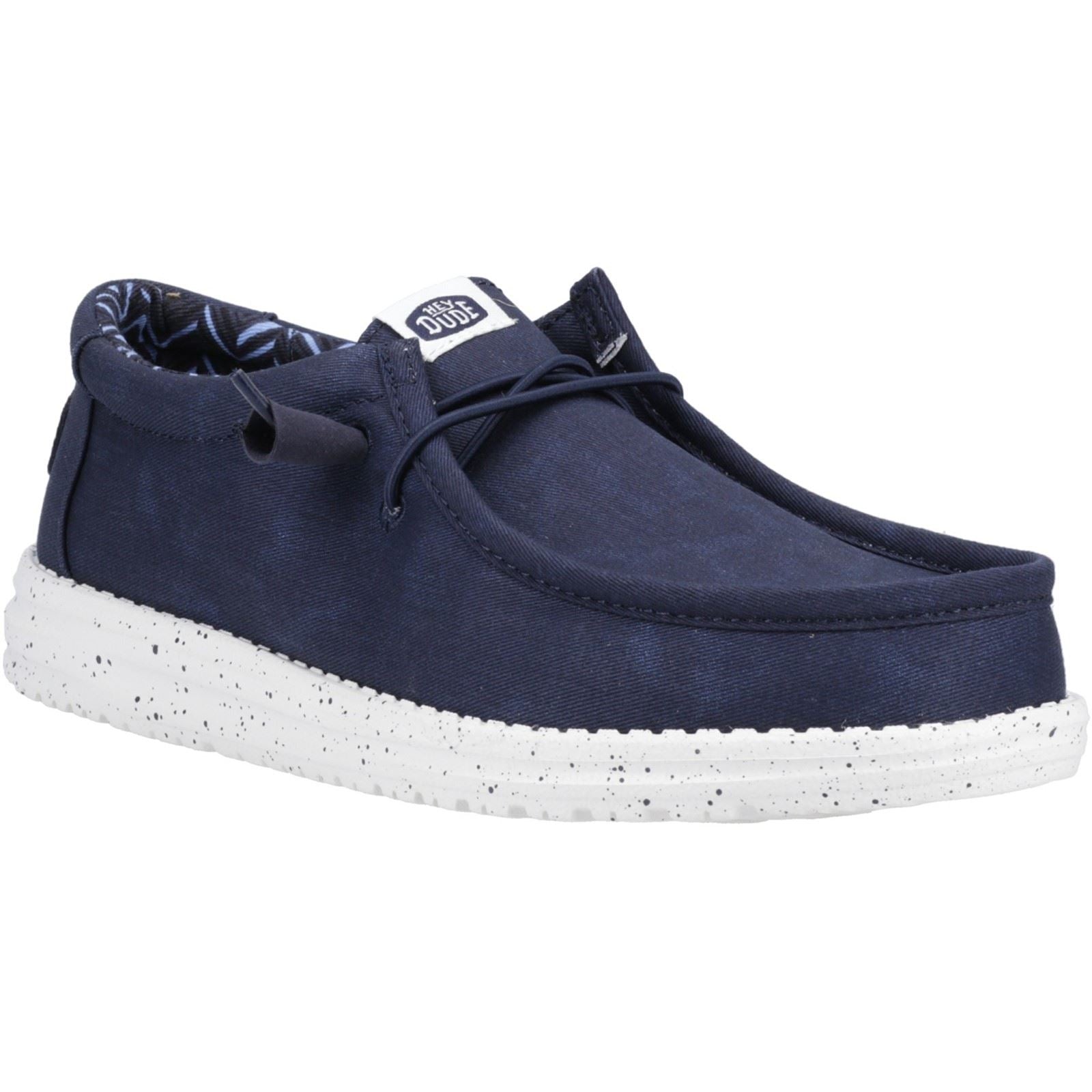 HEYDUDE Wally Canvas Scarpe Da Barca In Cotone Al 100% Per Uomo, Blu Scuro.