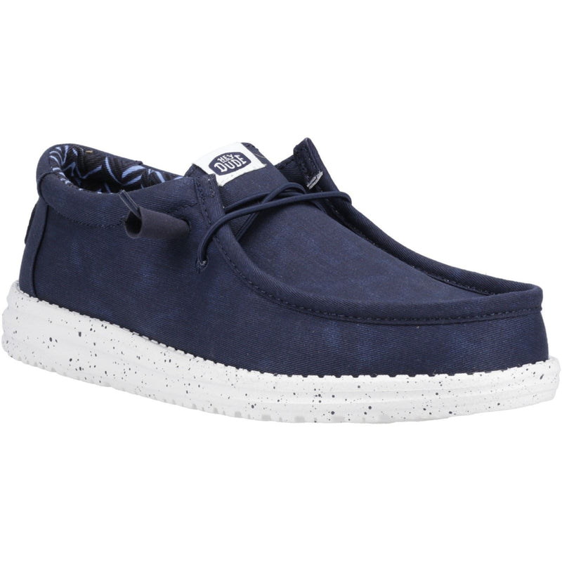 HEYDUDE Wally Canvas Scarpe Da Barca In Cotone Al 100% Per Uomo, Blu Scuro.