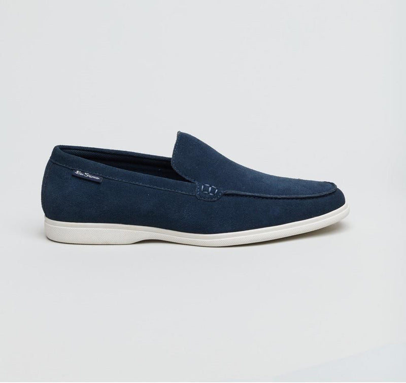 Ben Sherman Amarillo Scarpe Da Uomo Mocassino Blu In Camoscio
