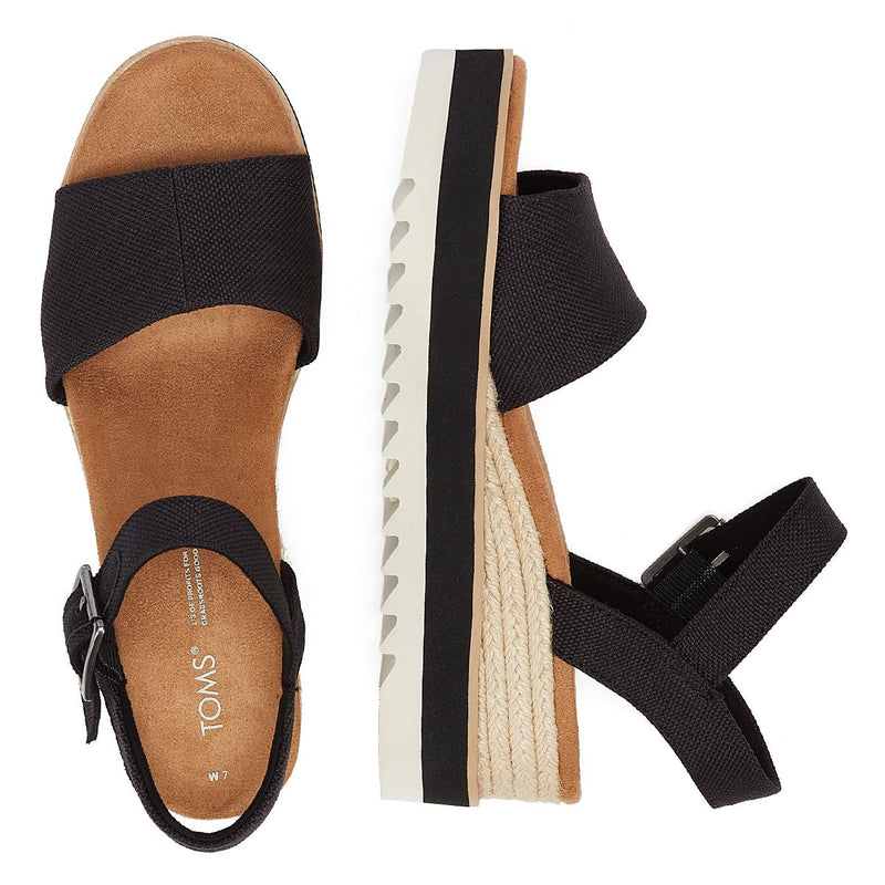 TOMS Diana Canvas Zeppa Donna Sandalo Nero