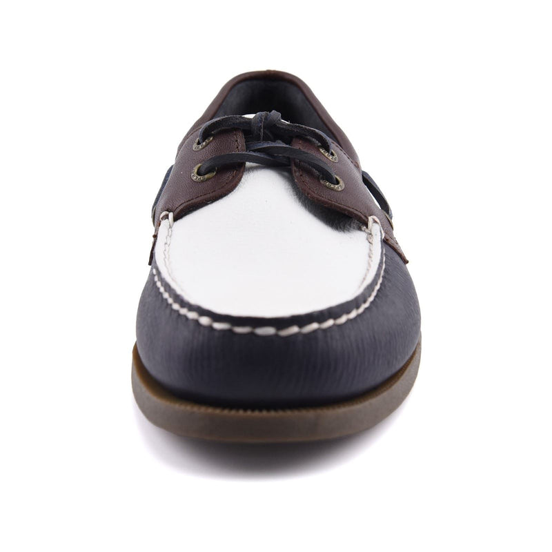 Sperry Authentic Original 2 Eye Scarpe Da Barca In Pelle Da Uomo Color Navy/Bianco/Marrone.