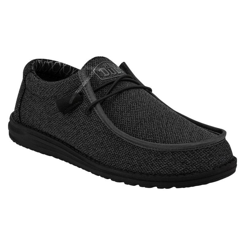 HEYDUDE Wally Sox Scarpe Da Barca In Micro Camoscio Nero Totale Da Uomo