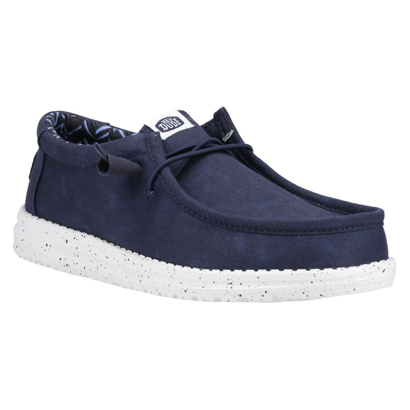HEYDUDE Wally Canvas Scarpe Da Barca In Cotone Al 100% Per Uomo, Blu Scuro.