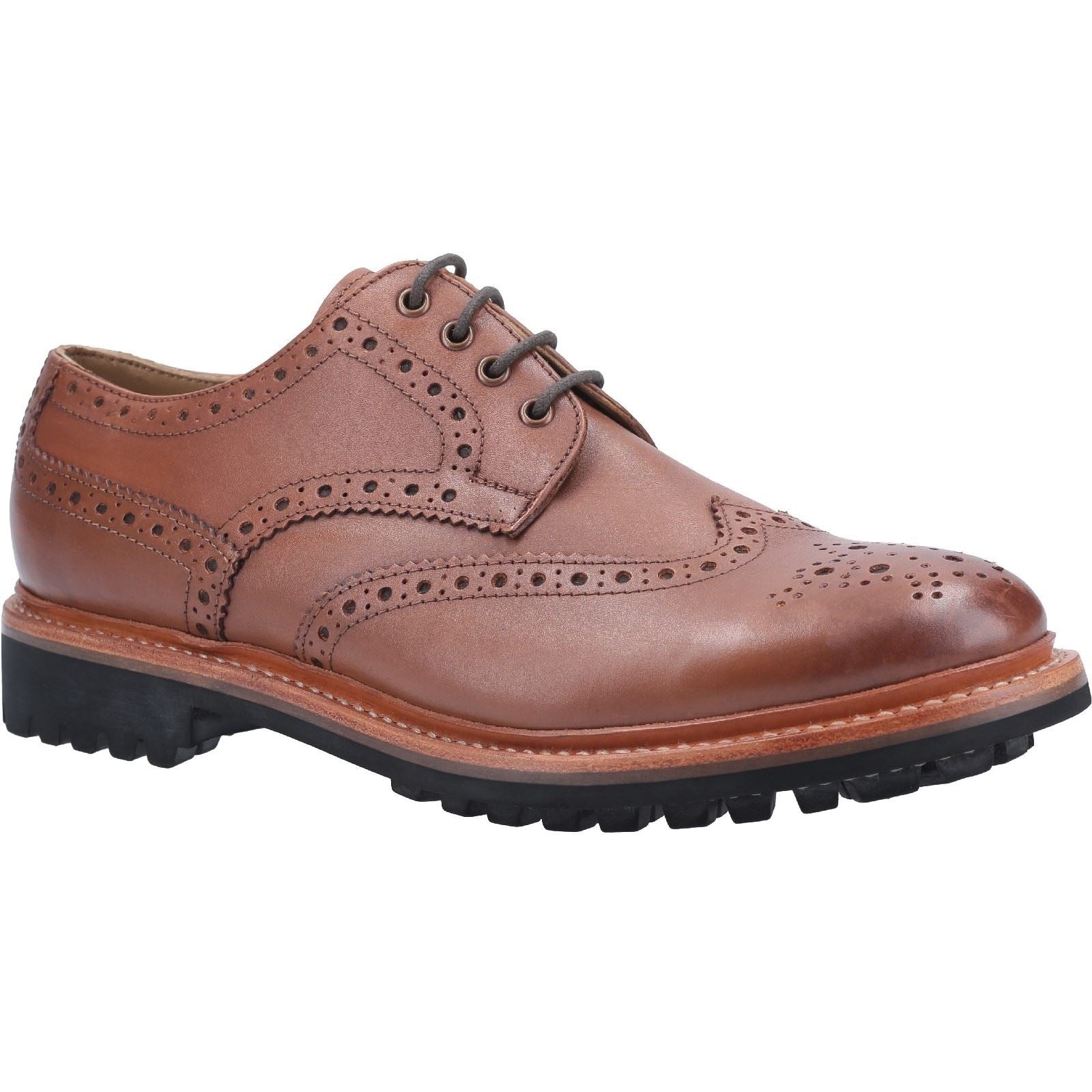 Cotswold Quenington Commando Scarpe Stringate Da Uomo In Pelle Marrone.