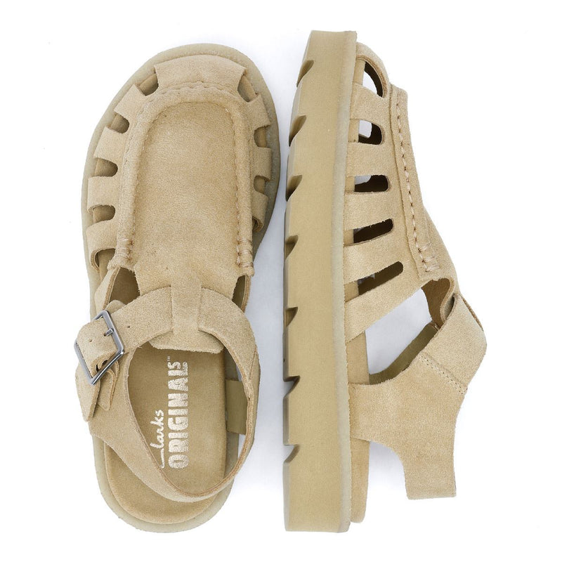 Clarks Originals Meadow Buckle Sandali Beige In Camoscio Da Donna