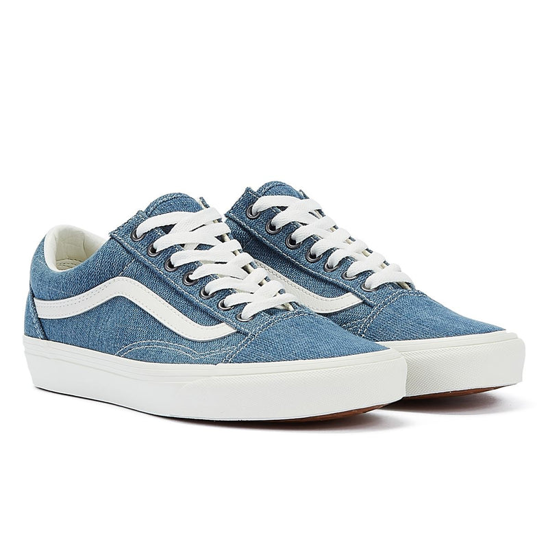 Vans Old Skool Sneakers In Denim Blu/Bianco A Fili