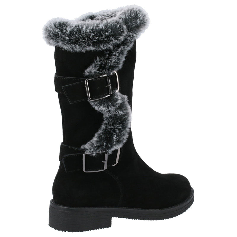 Hush Puppies Megan Wide Stivali Da Donna In Pelle Scamosciata Neri