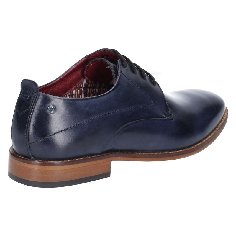 Base London Script Washed Scarpe Oxford In Pelle Blu Scuro Da Uomo