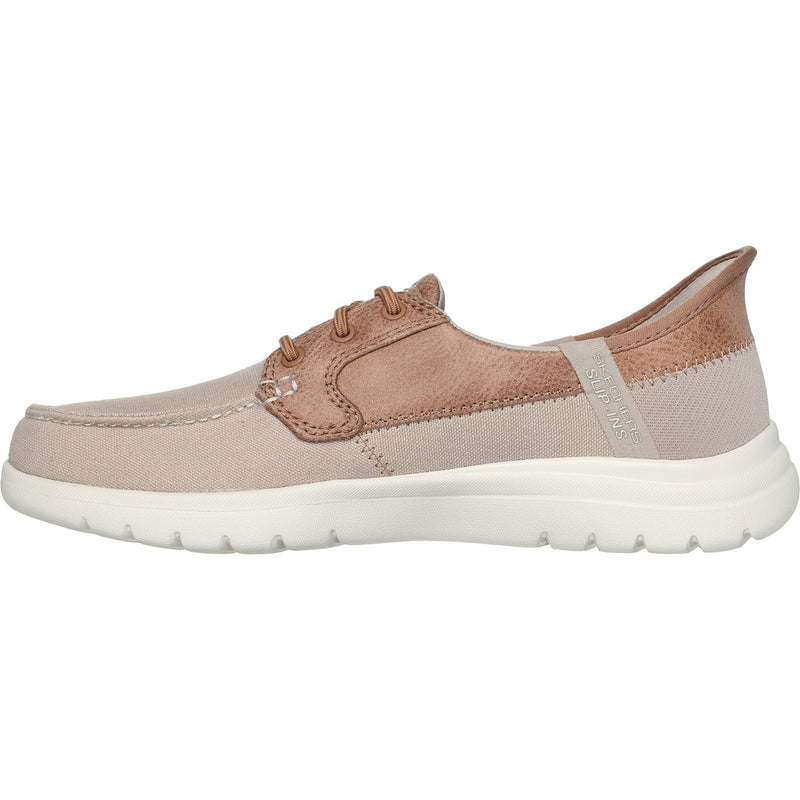 Skechers On-the-GO Flex Palmilla Scarpe Da Barca Taupe Da Donna In Tela/Ecopelle.