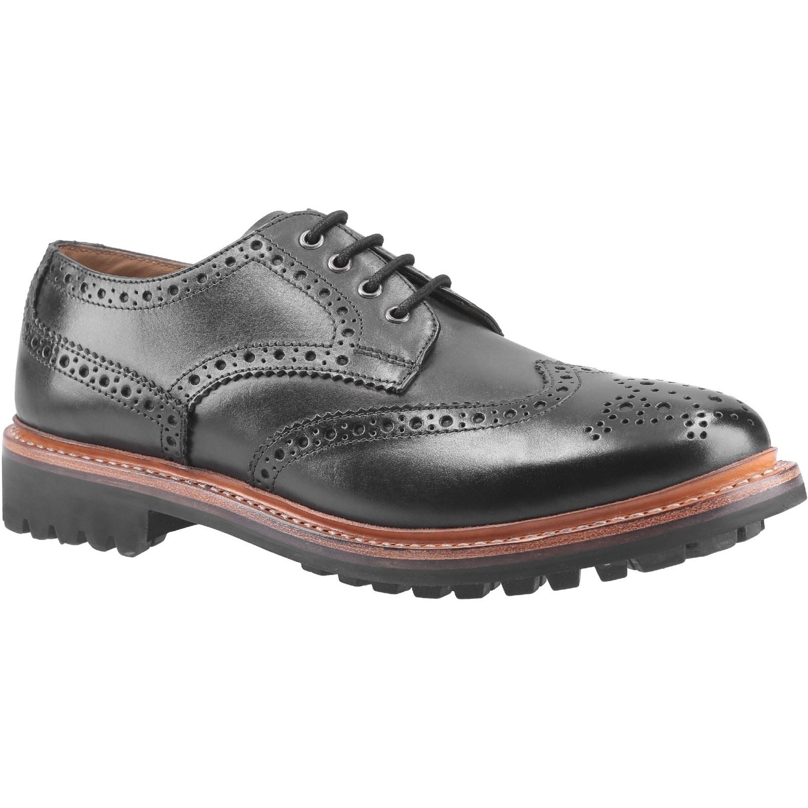 Cotswold Quenington Commando Scarpe Stringate In Pelle Da Uomo Nere