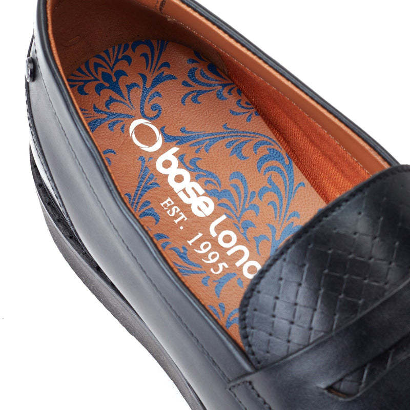 Base London Sid Mocassini Neri In Pelle Da Uomo