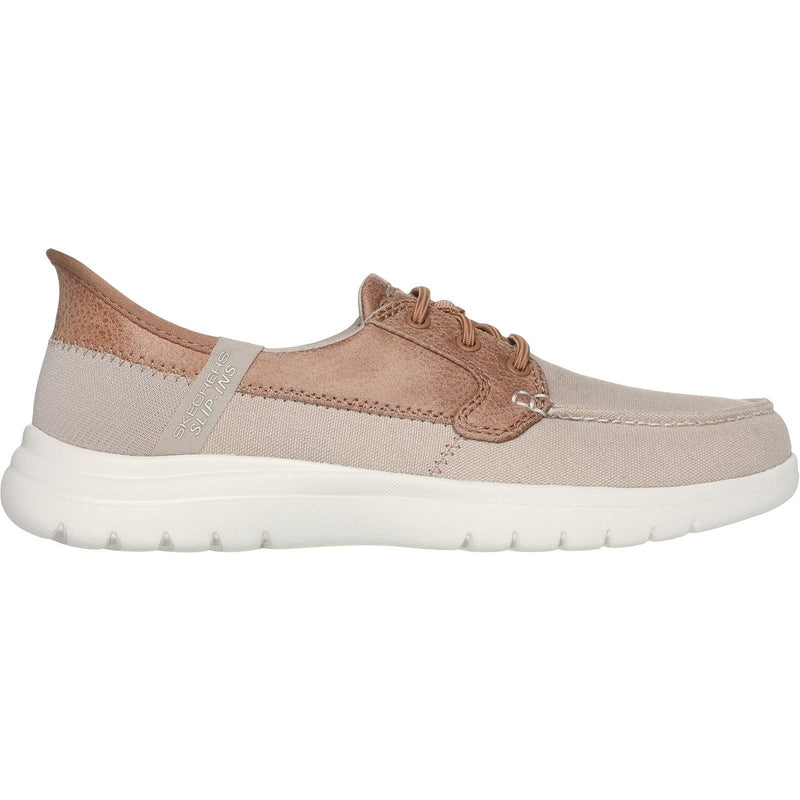 Skechers On-the-GO Flex Palmilla Scarpe Da Barca Taupe Da Donna In Tela/Ecopelle.