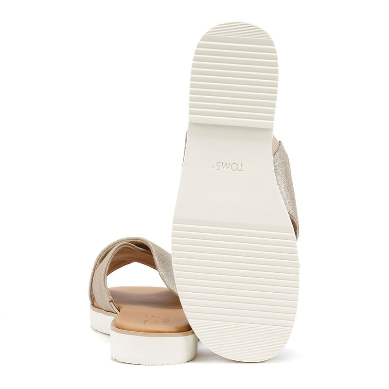 TOMS Mae Crossover Sandali Argento In Camoscio Da Donna