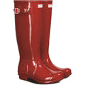 Hunter Original Tall Gloss Stivali Da Pioggia Rossi Da Donna In Gomma Militari