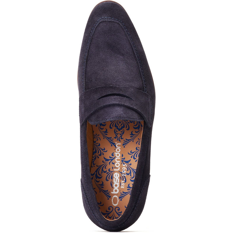 Base London Bruno Scarpe Da Uomo Mocassini In Pelle Blu Scuro