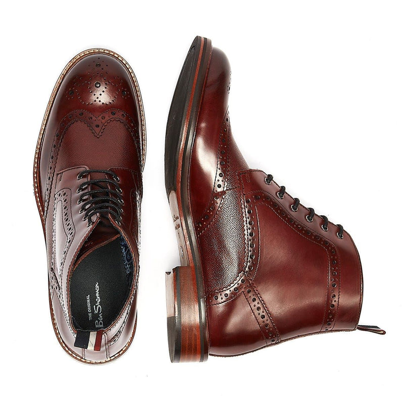 Ben Sherman Alfred Brogue Stivali Rossi In Pelle Da Uomo