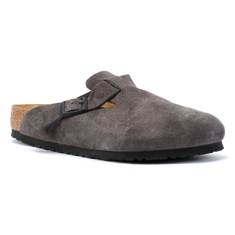 Birkenstock Boston Zoccoli In Camoscio Grigio