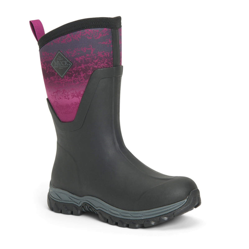 Muck Boots Arctic Sport Mid Stivali Da Pioggia Neri/Magenta In Gomma