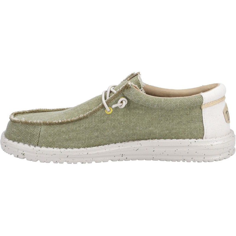 HEYDUDE Wally Coastline Scarpe Da Barca In Tessuto Color Oliva Da Uomo