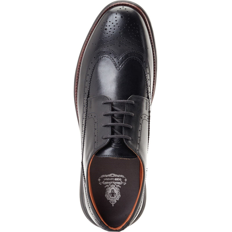 Base London Flight Scarpe Nere In Stile Brogue In Pelle Da Uomo