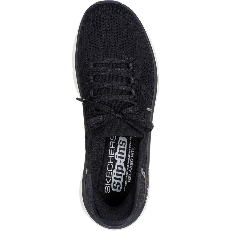 Skechers D'Lux Walker 2.0 Thrill Movement Sneakers Da Donna In Poliestere Nero/Beige