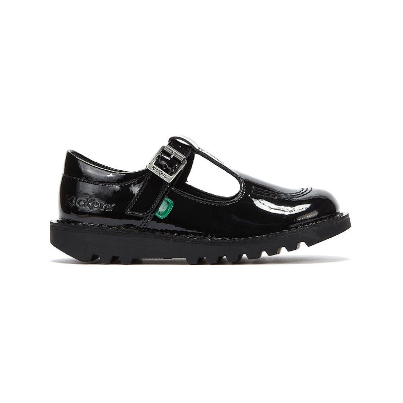 Kickers Junior Nero Kick T Bar Scarpe in vernice