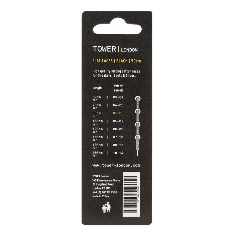 Tower London Lacci piatti neri (90 cm)