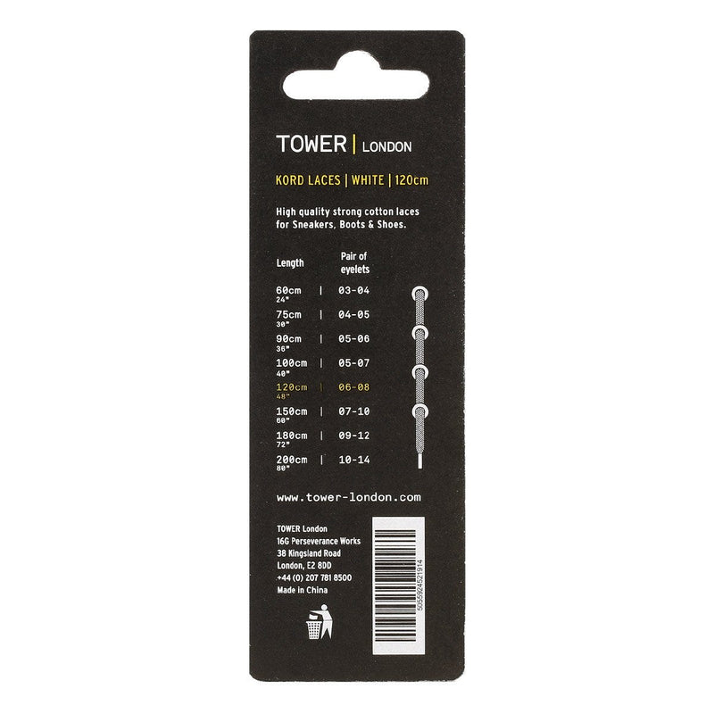 TOWER London Lacci Kord bianchi (120 cm)